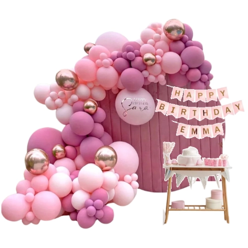 BALONY girlanda balonowa DEKORACJA URODZINOWA różowa ROCZEK CHRZEST
